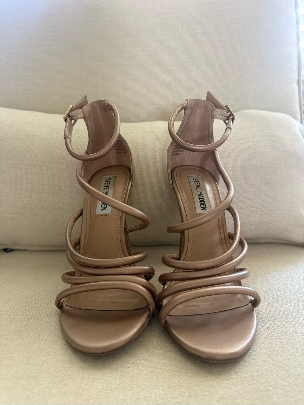 Steve Madden Metallic Blush Multi-Strap High Heels